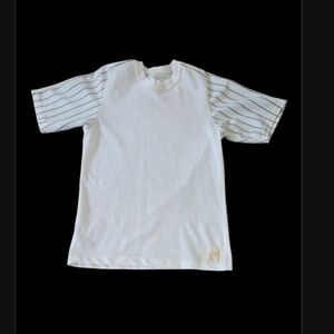 Vintage White Striped Sleeve Jersey Shirt, size medium